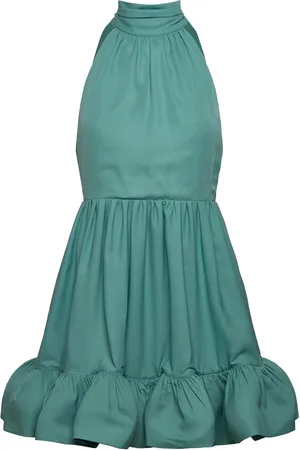 By Malina Fern Halterneck Ruffled Mini Dress Lyhyt Mekko Green