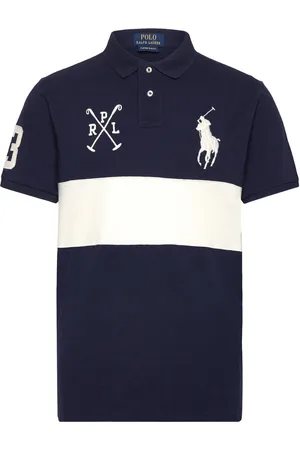 Ralph Lauren Custom Slim Fit Big Pony Mesh Polo Shirt Polos Short-sleeved Navy