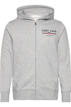 GANT Graphic Full Zip Hoodie Tops Sweat-shirts & Hoodies Hoodies Grey