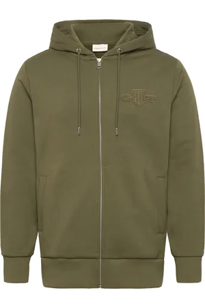 GANT Reg Tonal Shield Full Zip Hoodie Tops Sweat-shirts & Hoodies Hoodies Khaki Green
