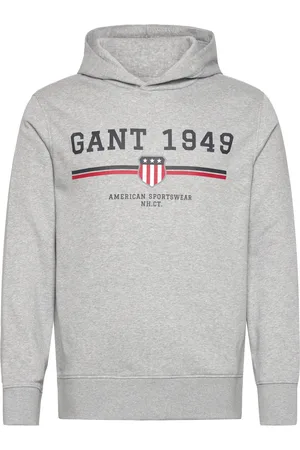 GANT Graphic Hoodie Tops Sweat-shirts & Hoodies Hoodies Grey