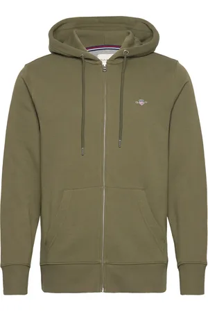 GANT Reg Shield Full Zip Hoodie Tops Sweat-shirts & Hoodies Hoodies Khaki Green
