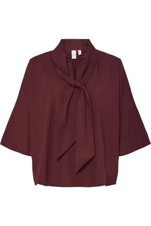 Y.A.S Karen 3/4 Top S. Tops Blouses Short-sleeved Burgundy