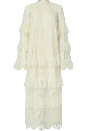 Y.A.S Arizona Ls Long Lace Dress - D2D Maksimekko Juhlamekko Cream