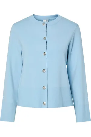 Y.A.S Pimi Ls Knit Cardigan S. - D2D Tops Knitwear Cardigans Blue