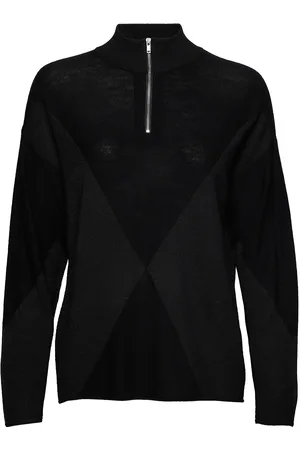 Denim Hunter 25 The Zipknit Tops Knitwear Turtleneck Black