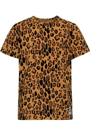 Mini Rodini Basic Leopard Ss Tee Tops T-shirts Short-sleeved Brown