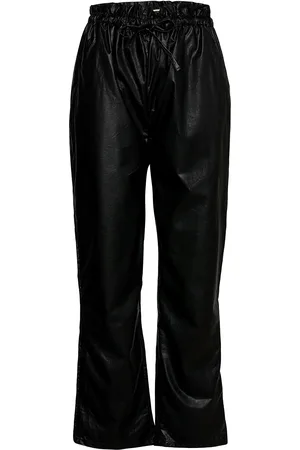 Gina Tricot Vera Pu Trousers Bottoms Trousers Leather Leggings-Housut Black