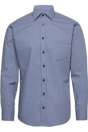 BOSWEEL SHIRTS EST. 1937 Woven Dots Tops Shirts Business Blue