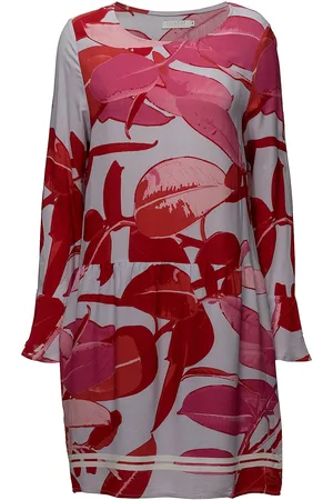 Coster Copenhagen Moss Crepe Dress W. Branch Print & Lyhyt Mekko Red