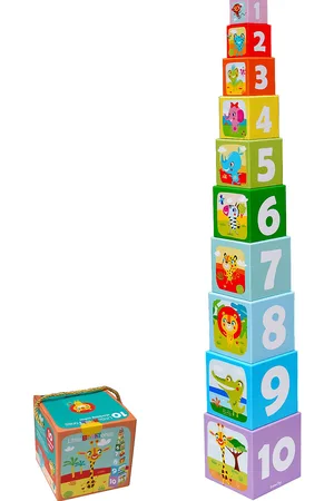 Barbo Toys Little Bright S - 10 Stacking Cubes - Safari Toys Baby Toys Educational Toys Stackable Blocks Multi/patterned