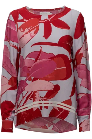 Coster Copenhagen Moss Crepe Blouse W. Branch Print & Tops Blouses Long-sleeved Red