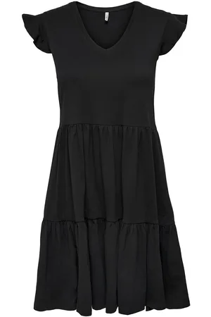 ONLY Onlmay Cap Sleeves Frill Dress Lyhyt Mekko Black