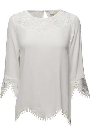 Cream Kalanie Blouse Tops Blouses Long-sleeved White