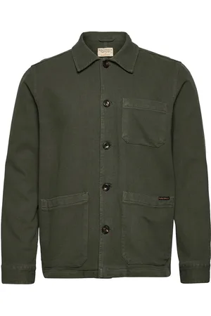 Nudie Jeans Barney Worker Jacket Indigo Blue Designers Overshirts Green