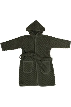 Filibabba Bathrobe - Zigzag Dark Green 1-2 Years Aamutakki Kylpytakki Green