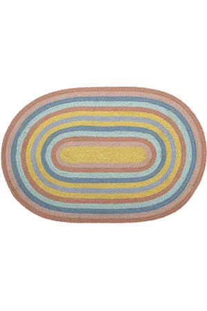 Bloomingville Ralia Rug, Yellow, Jute Home Kids Decor Rugs And Carpets Asymmetric Rugs Multi/patterned