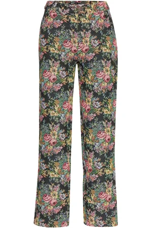 Gina Tricot Sally Jaquard Trousers Bottoms Trousers Straight Leg Multi/patterned