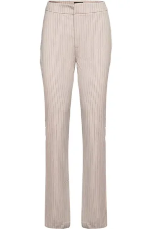 Gina Tricot Petra Slit Trousers Bottoms Trousers Flared Beige