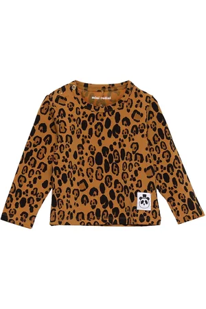 Mini Rodini Basic Leopard Ls Tee Tencel™ Tops T-shirts Long-sleeved T-shirts Brown