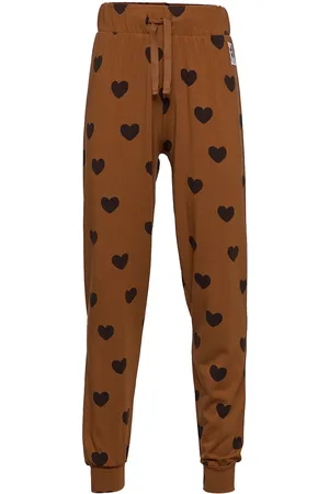 Mini Rodini Basic Hearts Jersey Trousers Tencel™ Bottoms Trousers Brown