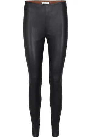 Mos Mosh Mmlucille Stretch Leather Legging Bottoms Trousers Leather Leggings-Housut Black
