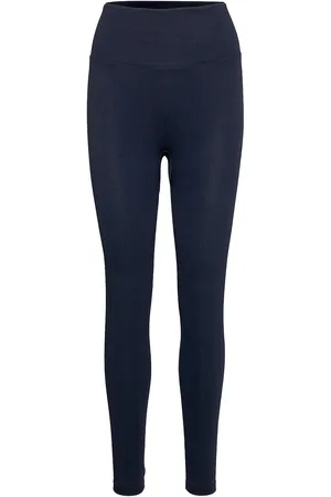 Famme Ribbed Seamless Tights Sport Running-training Tights Seamless Tights Blue