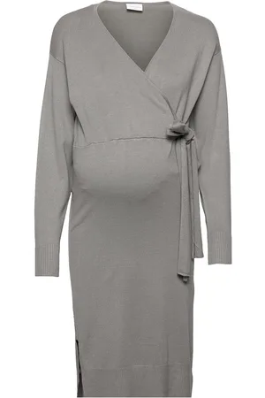 Mama;licious Mlmia Tess L/S Knit Uk Dress 2F A. Polvipituinen Mekko Grey