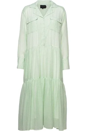 Herskind Trine Ltd. Dress - Light Green Checks Maksimekko Juhlamekko Green