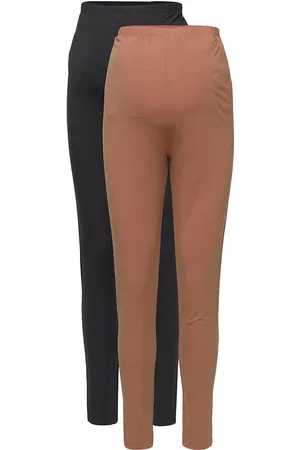 Mama;licious Mlcharlie Jersey Leggings 2-Pack A Cur Bottoms Leggings Brown