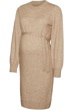 Mama;licious Mlnewanne L/S Abk Knit Dress A. Noos Brown