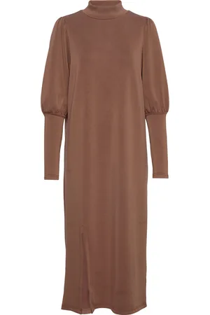 My Essential Wardrobe Ellemw Puff Long Dress Brown
