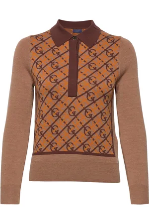 GANT D2. G Pattern Collar Top Brown