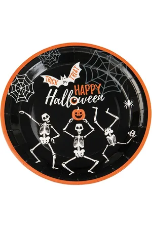 Joker Paper Plate Skeleton 23 Cm 8-P Black