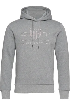 GANT Reg Tonal Shield Hoodie Grey