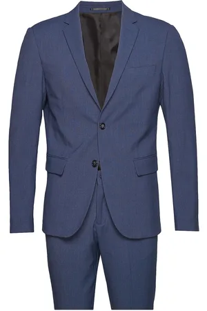 Lindbergh Plain Mens Suit - Normal Length Blue