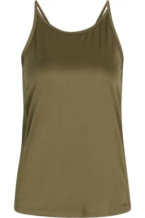 ZEBDIA Women Sports Strap Top Khaki