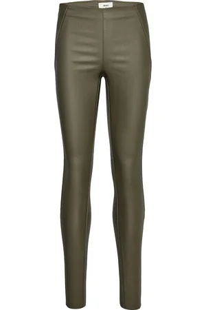Object Objbelle Mw Coated Leggings Noos Khaki