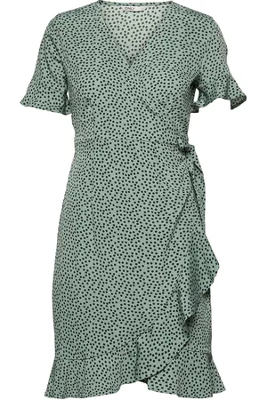 ONLY Onlolivia S/S Wrap Dress Wvn Noos Green