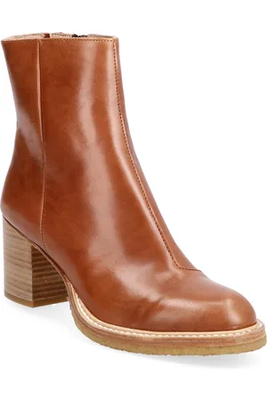 ANGULUS Bootie - Block Heel - With Zippe Brown
