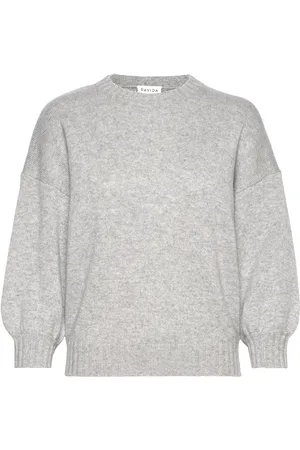 Davida Cashmere Quarter Balloon Sleeve Sweater Grey