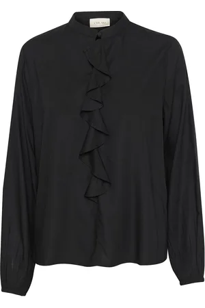 Cream Crtiah Flounce Blouse Black