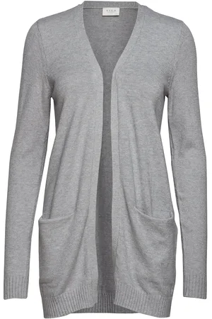 VILA Viril Open L/S Knit Cardigan Grey