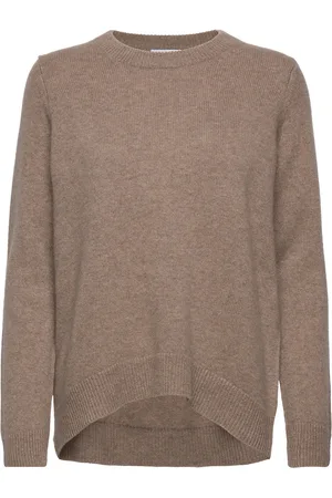 Davida Cashmere Straight O-Neck Sweater Beige