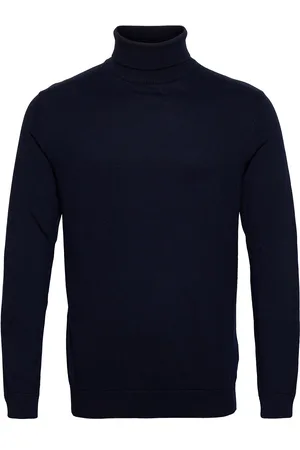 SELECTED Slhberg Roll Neck Noos Navy