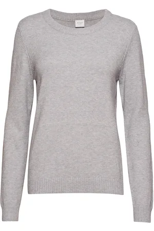 VILA Viril O-Neck L/S Knit Top - Noos Grey