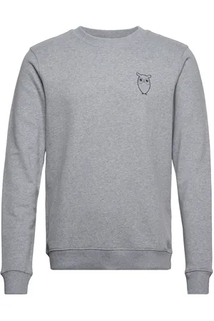 Knowledge Cotton Apparal Small Owl Chest Print Sweat - Gots/ Grey