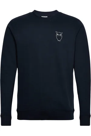 Knowledge Cotton Apparal Small Owl Chest Print Sweat - Gots/ Navy