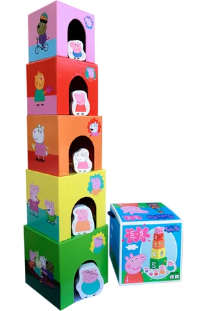 Barbo Toys Peppa Pig Stacking Cubes W Wooden Figurines Patterned