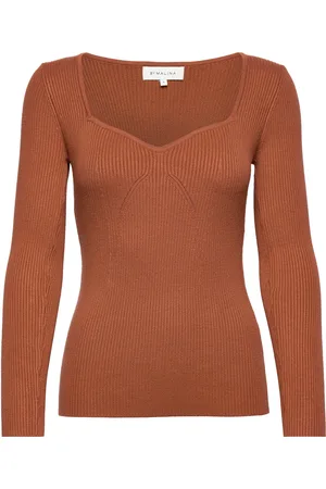 By Malina Tulip Ribbed Knitted Top Brown